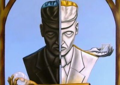 A symbolic painting of a man