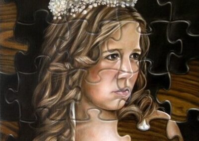 A portrait of a girl that is also a puzzle