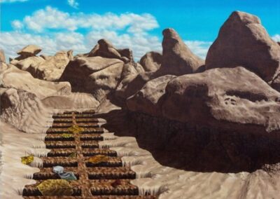 A surreal painting inspired by the goblin state park landscape in Utah